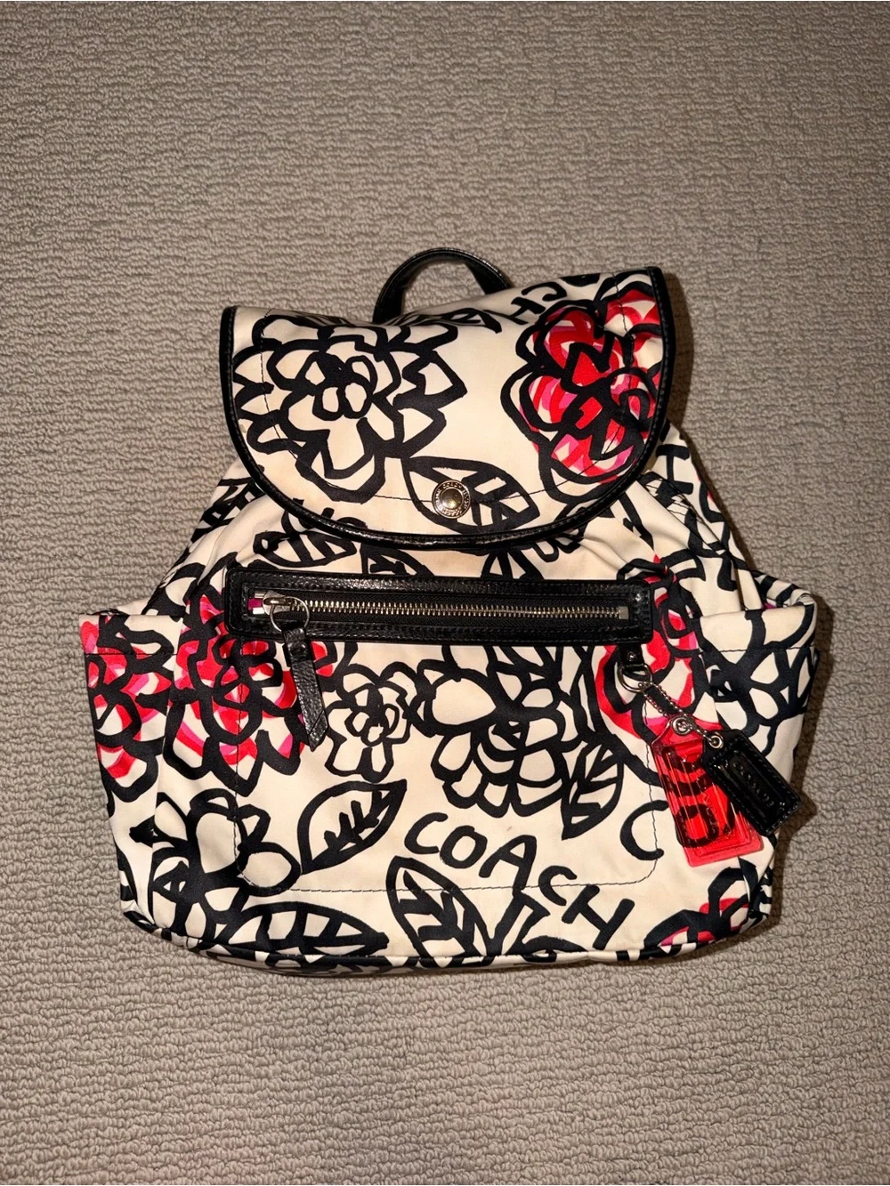 Coach Poppy Daisy Floral Graffiti Canvas Wallet & Backpack Combo (Style F16582)